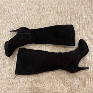 Bandolino Black Suede Women's tall Boots platform and 3” heel size 6